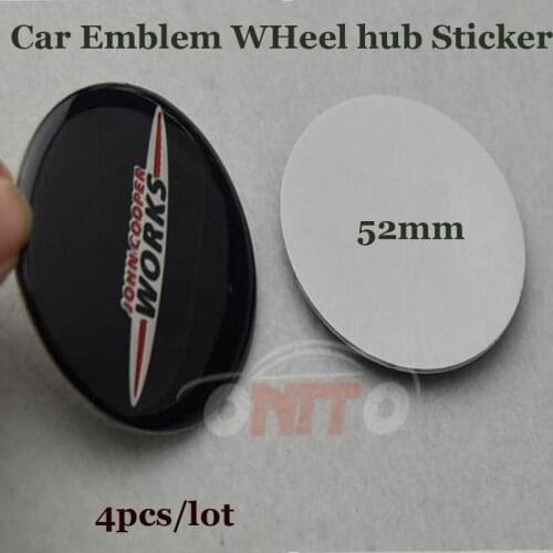 52mm 5.2cm Works Badge Emblem Wheels Hub Center Stickers for Mini R50 R52 R55 R56 R57 R58 R59 R60 4pcs/lot Auto Decal Label Caps