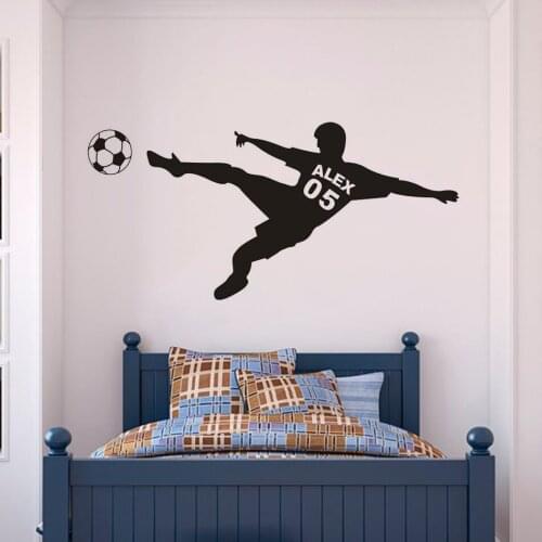 Wall Sticker Custom Football Boy Name Soccer Palyers Football Sports Club Decoration Home Art Vinyl Wall Decals