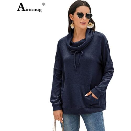 Aimsnug Solid Color Womens Sweaters Pullovers Casual Loose 2020 Ladies Long Sleeve Autumn New Female Sweater Pullovers Femme