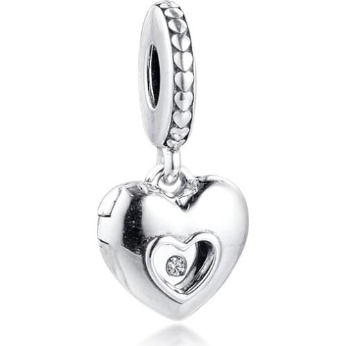 Authentic 925 Sterling Silver 2017 Club Heart Dangle Charms Beads for Jewelry Making Fits Original Charms Bracelet Berloque