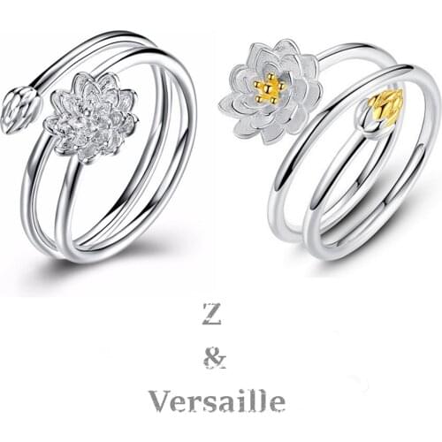 Simplicity Lotus Temperament Wild Personality Retro Sweet Fashion Female Resizable Opening Rings