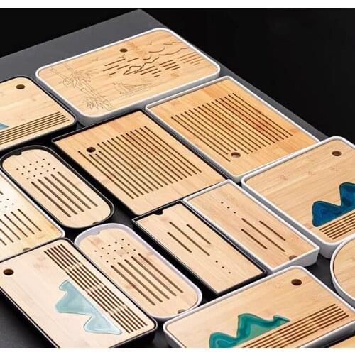 Rectangle Bamboo Tea Tray kung-fu Tea Set Tea Plate Chinese Tea Panel Drainage Water Storage Tray tea Sheet