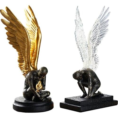 Modern Angel Wing Figurine 3D Sculpture Art Desktop Decor Accs Ornament