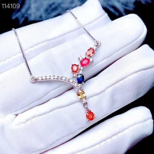 Party Gift Super Good Color Sapphire Pendant 925 Sterling Silver Fine Jewelry Sapphire Necklace