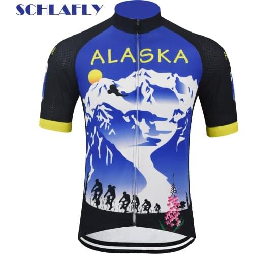 Alaska cycling jersey short sleeve bike wear dropshipping blue black jersey road jersey cycling clothing schlafly cycling top