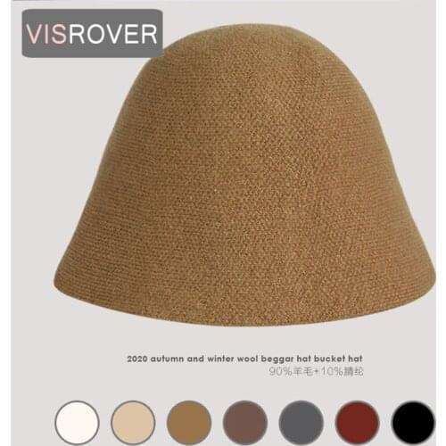 VISROVER 7 colorways wool Winter Bucket cap for Women Autumn big hat cool outdoor sports Aurtumn Winter ladies hat wholesales