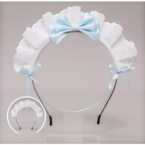 Japanese Lolita Hair Accessories Ruffled Lace Sweet Bowknot Gothic French Maid Headband Anime Victorian Cosplay Costume