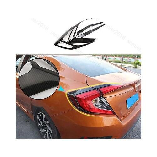 Carbon Fiber Color Fit For Honda Civic 16-2017 Rear Tail Light Lamp Cover Trims