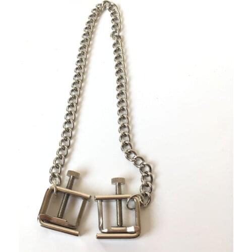 Female Adjustable Stainless Steel Bondage Nipple Press Clips Chain Clamps Kit Device Stimulator Breast BDSM Fetish Sex Toy