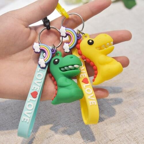 1Pc Cartoon Simulation Animal Dinosaur Car Key Ring Keychains for Women Cute Silica gel Keyring Pendant Charm Bag Jewelry K06