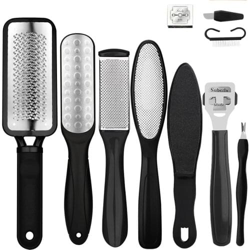 10pcs/Set Pedicure Feet Care Metal Handle Foot and Coarse of Fine and Refill Files Grit Sanding Grit Cloth Rasp