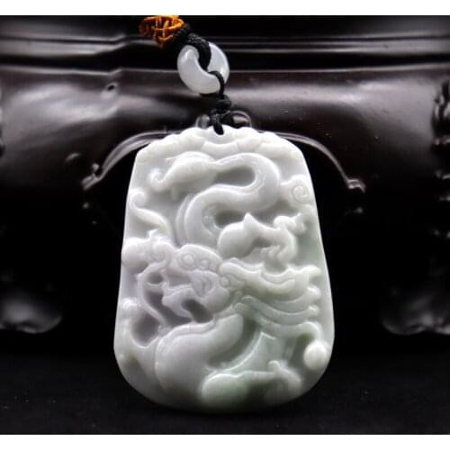 Certified 100% Natural Myanmar Emerald Genuine Jadeite Jade Carved Dragon Pendant Necklace for men and women+Rope Chain Dropship