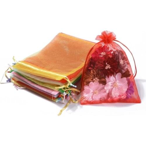 100pcs 18x13cm Organza Bags Mixed Color Jewelry Candy packaging display Pouches Gifts Bag wholesale