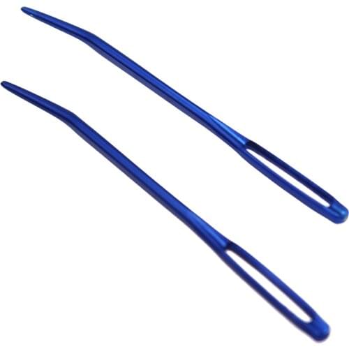 2 Pieces Aluminum Curved Tip Knitting Needles for Tapestry Darning Yarn Big Eye Sewing Accessory DIY Tools