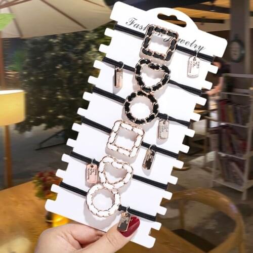 2pcs/lot Fashion Tie Hair Rubber Band Acrylic Geometric Pattern Elastic Hair Bands Cute Gift for Girl Hair Accesories