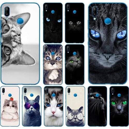 280 kawaii Anime Black Cat Staring Eyes Soft Silicone Cover for Huawei P9 P10 P20 P30 Lite mate 10 20 PRO lite p smart 2019 case