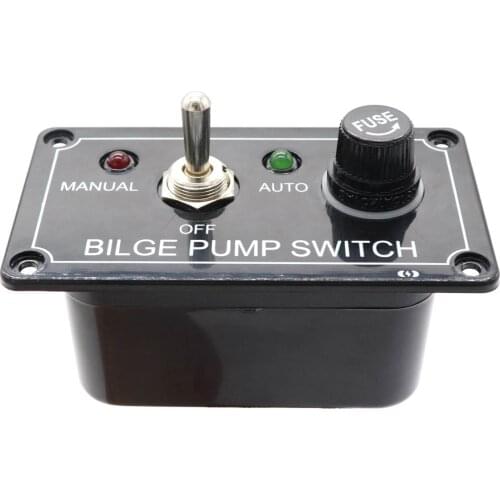 3 Way DC12V LED Indicator Bilge Pump Switch Panel with Fuse Housing Toggle Switch Panel Manual-Off-Auto for RV Marine Boat