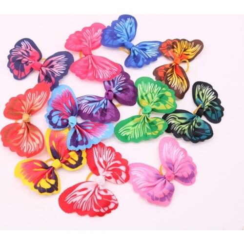 50pcs New Pet Puppy Dog Cat Hair Bows Beautiful Butterfly Bows Pet Dog Grooming Hair Accessories Topknot Pet Supplies