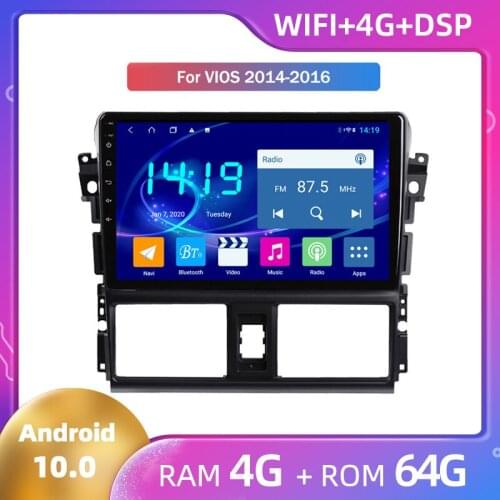 Android 10 Car Radio Autoradio for Toyota Vios 2014 2015 2016 Android Big Screen GPs Navigation Car Multimedia Player GPS Radio