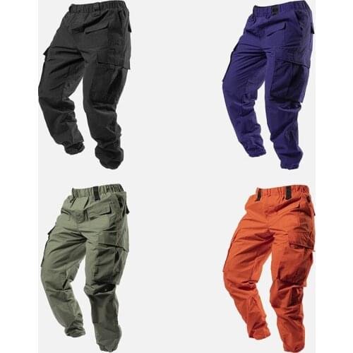 Mens Cargo Pants Multiple Pockets Tactical Trousers Street Style Baggy Drawstring Sweatpants Male Pants Dropshipping