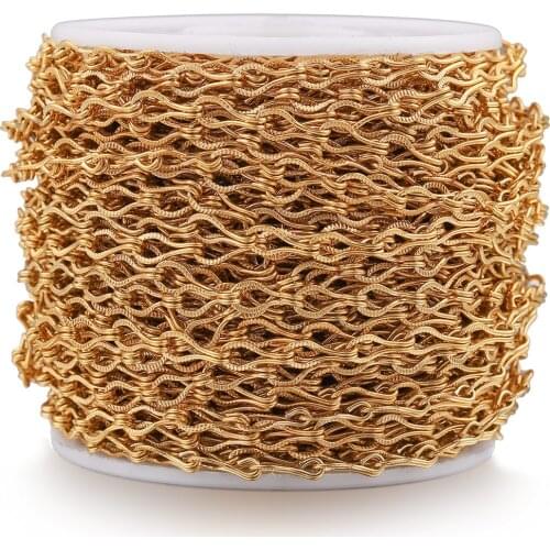 2M/lot Stainless Steel Twisted Texture Exquisite Bulb Gold Chain Chains for Necklaces Bracelets DIY Jewelry Making Supplies