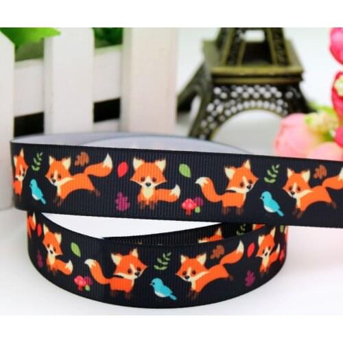 DHK 7/8'' 5yards fox printed grosgrain ribbon headwear hair bow diy party decoration OEM Wholesale 22mm E1159