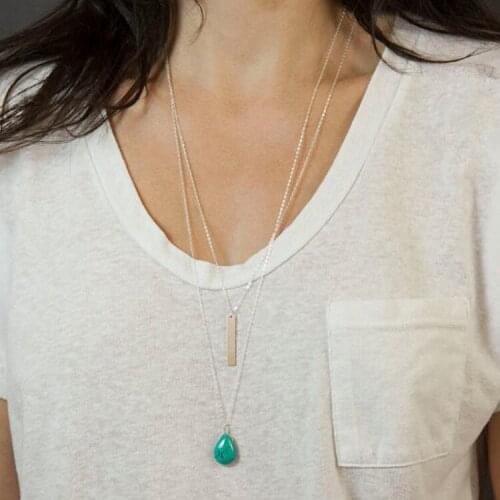 European and American Jewelry Simple Street Auction Water Drop Pine Stone Metal Tassel Multilayer Necklace