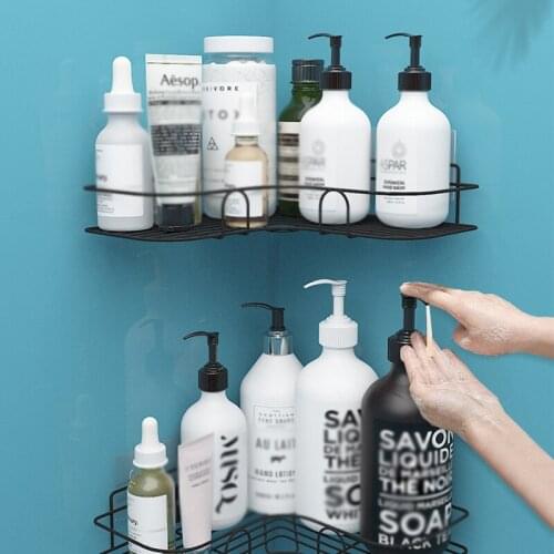 Hot Sale Bathroom punch-free corner racks Bathroom kitchen toilet utensils iron storage racks tripods bathroom corner racks