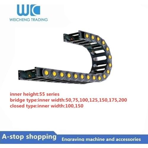 55*100 125 150 175 200 Transmission 1000mm Cable Drag Chain Wire Carrier End Connectors for CNC Router Machine Cable