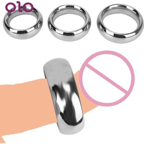 Scrotum Stretcher Heavy Cock Rings Delay ejaculation Penis Ring Stainless Steel 40/45/50/mm Sex Toys for Men
