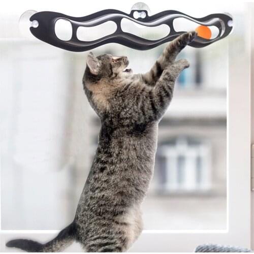 MySudui Pet Cat Play Tunnel Track Ball Toy Suction Cup Cat Toys Interactive Funny Tease Puzzle Educational Toy Scratcher Kitten