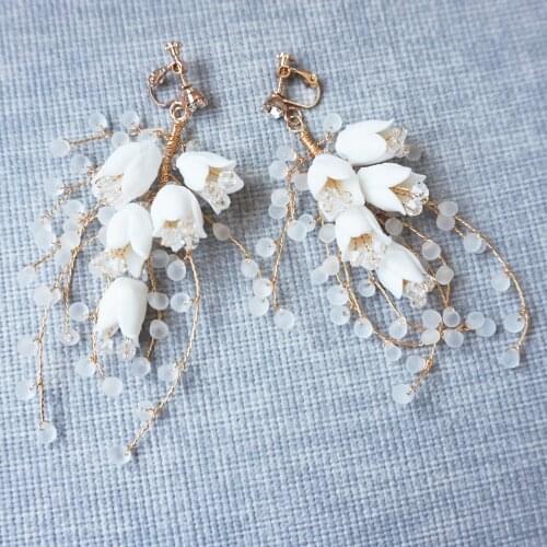 Delicate Clay Flower Earrings Fashion Wedding Circle Earrings Handmade Bridal Jewelry 2020
