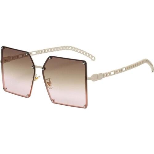 Fashion Vintage Oversized Square Sunglasses Women Luxury Brand Designer Popular Travel Rimless Sun Glasses Ladies Shades UV400