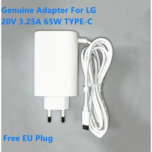 Genuine 20V 3.25A 65W TYPE-C ADT-65FSU-D03-EPK Power Supply AC Adapter For LG 14Z90P 17Z90P ADT-65DSU-D03-2 Laptop Power Charger