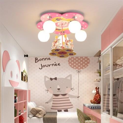 Childrens Room Pink Girl Doll Ceiling Lights Princess Bedroom Eye Protection Kindergarten Cartoon Light Fixtures for Celling