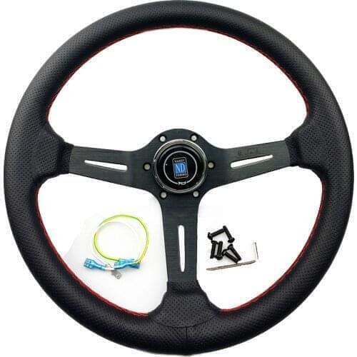 14" (350mm) ND Steering Wheel Leather red line Steering Wheel light deep Racing Steering Wheel Aluminum shelf