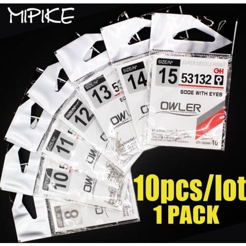 10pcs Fishing Hook SODE with eyes Barbed Fishhook Bent Fly Fishing Tackle hook AD Sharp Ringed Carp Hook GAC