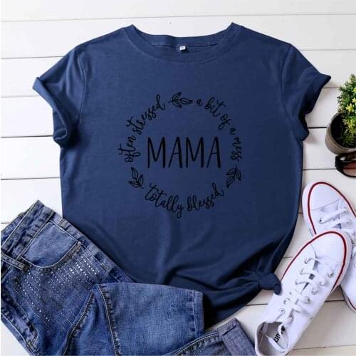 Summer Tops for Women T-shirt Harajuku Mama Letter Print T-shirt Aesthetic Women Clothing Oversized Tshirt Kawaii Clothes Women