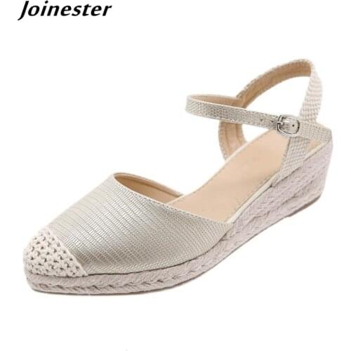 Women Sandals 2021 Summer Wedge Shoes Closed Toe Fisherman Pumps for Ladies Buckle Strap Braided Sandal sandales femmes été
