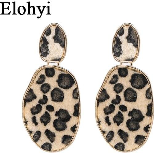 ELOHYI New Boheimia Retro Leopard Print Leather Women Statement Earrings For Women Party Jewelry Christmas Gift Wholesale