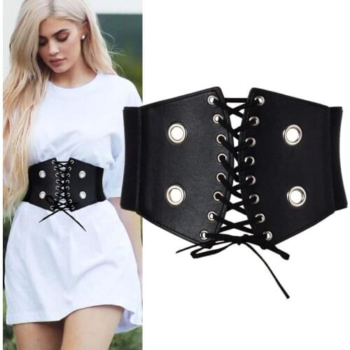 European And American Fashion Bandage Cloth Lace-up Waist Was Thin Ultra-Wide Girdle Shirt Stretch Belt Decoration Female Dress