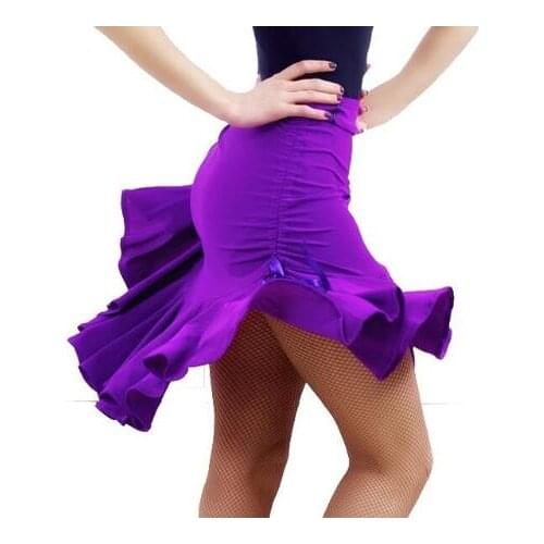 Womens Latin Salsa Tango Rumba Cha Cha Ballroom Dance Dress Skirt Black Purple Square Dance Latin Dancewear for Women/Girls