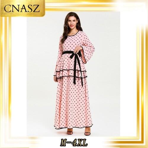 Abaya Turkish Vetement Femme 2019 Moroccan kaftan Gown Fashion Simple Autumn Ruffled Lace Fake Two Musulmane Femme Dress