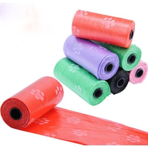 10 Rolls Set of Paw Print Pet Garbage Bags 15 Bags/Roll Outdoor Household Cleaning Supplement Pets Pick Up Plastic Garbage Bags