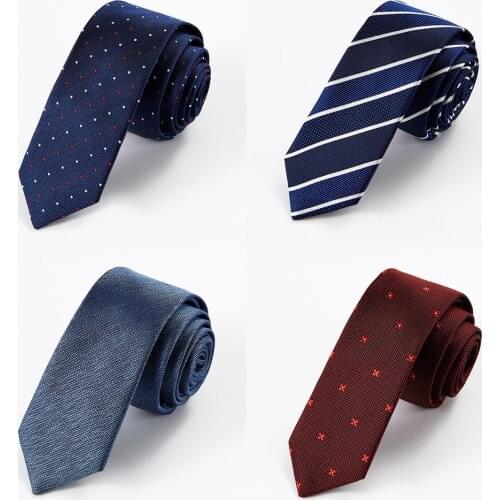 100% Real Silk Ties Men 6cm Skinny Tie Blue Necktie Solid Black Neckties Mens Business Neck Tie Polka Dot Groom Wedding Tie B124