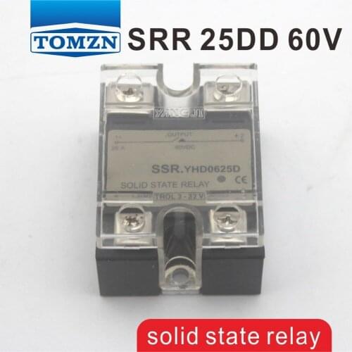 25DD SSR Control voltage 3~32VDC output 5~60VDC DC single phase DC solid state relay
