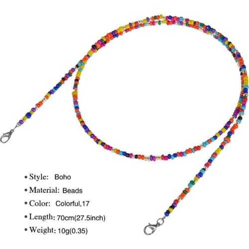 30 pcs/lot various rainbow color mix mask glasses minit beads lanyard hanging neck anti-dropping double buckle unisex necklace