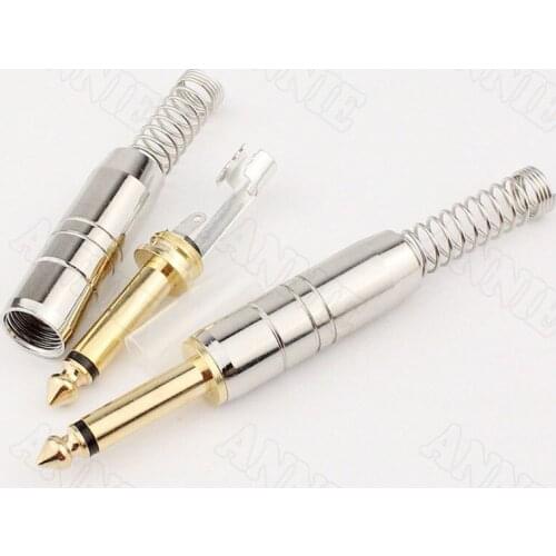 4pcs/lot Manufacturers Supply 6.35 Gold-plated Audio Plugs Waterproof Monaural Track Microphone Socket With Spring