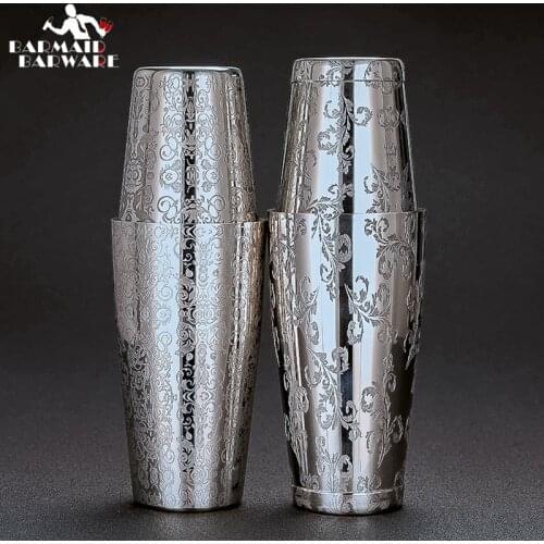 550ml/850ml Engraving Stainless Steel Cocktail Boston Bar Shaker Bar Tools