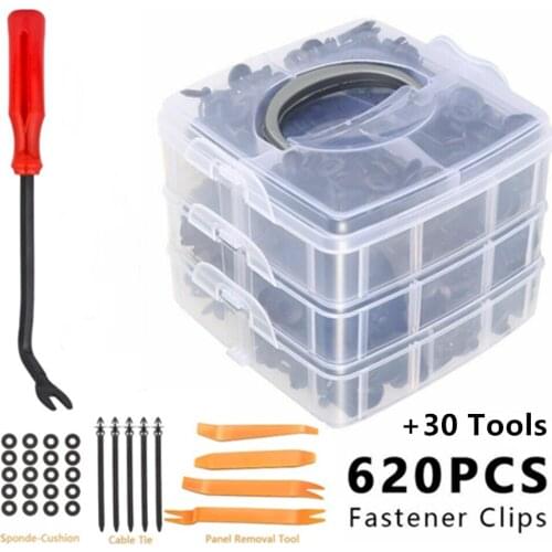 620Pcs Car Buckle Fasteners Buckle Boxed Hybrid Car Fasteners Door Trim Bumper Repair Kit Fasteners Expansion Screw Caps For Car